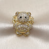 Oro Laminado Multi Stone Ring, Gold Filled Style Teddy Bear and Baguette Design, with White Cubic Zirconia and White Micro Pave, Polished, Golden Finish, 01.284.0108 (One size fits all)