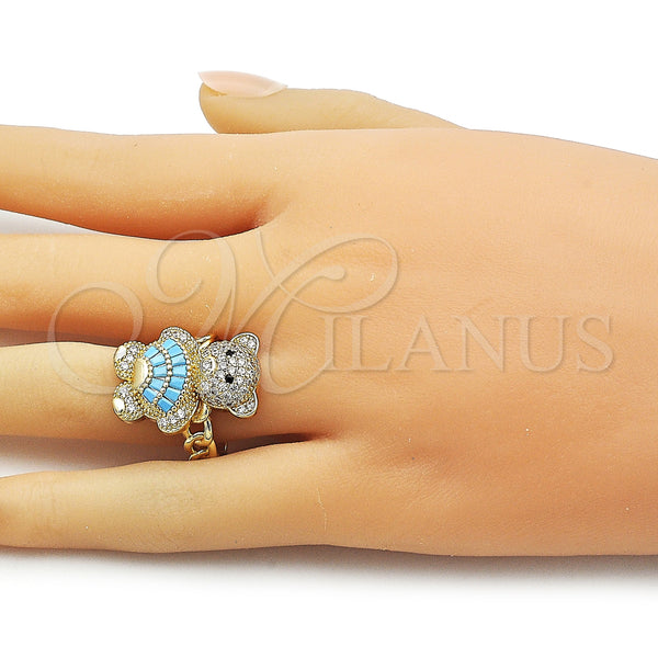 Gold Filled Ring — Multi Stone Ring Teddy Bear and Baguette Design — alternate product view — SKU 160366 | Oro Laminado anillo — Multi Stone Ring Teddy Bear and Baguette diseño — SKU 160366