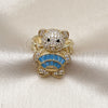 Oro Laminado Multi Stone Ring, Gold Filled Style Teddy Bear and Baguette Design, with Turquoise Cubic Zirconia and White Micro Pave, Polished, Golden Finish, 01.284.0108.2 (One size fits all)