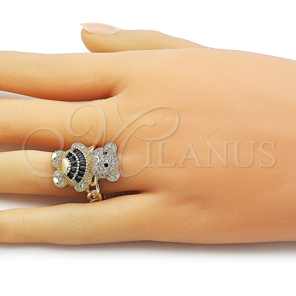 Gold Filled Ring — Multi Stone Ring Teddy Bear and Baguette Design — alternate product view — SKU 160368 | Oro Laminado anillo — Multi Stone Ring Teddy Bear and Baguette diseño — SKU 160368