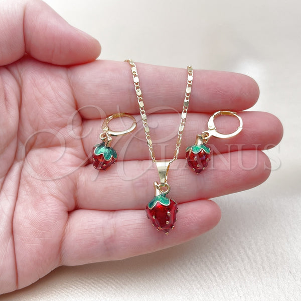 Gold Filled Ring — Earring and Pendant Adult Set Strawberry Design Red — alternate product view — SKU 160369 | Oro Laminado anillo — Earring and Pendant Adult Set Strawberry diseño Red — SKU 160369