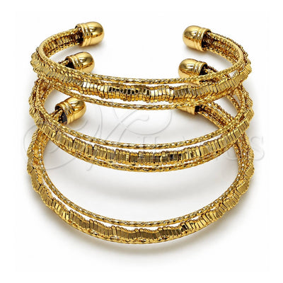 Oro Laminado Trio Bangle, Gold Filled Style Diamond Cutting Finish, Golden Finish, 07.282.0043 (09 MM Thickness, One size fits all)