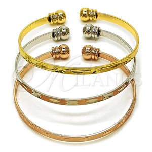 Gold Filled Jewelry — Trio Bangle Diamond Cutting Tricolor 07. 04 MM — main product view — SKU 160374 | Oro Laminado joyería — Trio Bangle Diamond Cutting Tricolor 07. 04 MM — SKU 160374