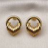 Oro Laminado Stud Earring, Gold Filled Style Hollow Design, Polished, Golden Finish, 02.282.0037