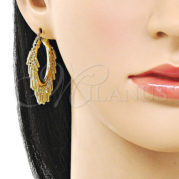 Gold Filled Hoop Earrings — Medium Hoop Ball Design Polished 02. — alternate product view — SKU 160380 | Oro Laminado aretes de aro — Medium Hoop Ball diseño pulido 02. — SKU 160380