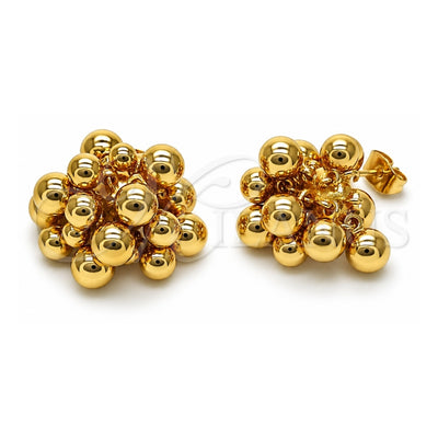Oro Laminado Stud Earring, Gold Filled Style Ball Design, Polished, Golden Finish, 02.282.0041