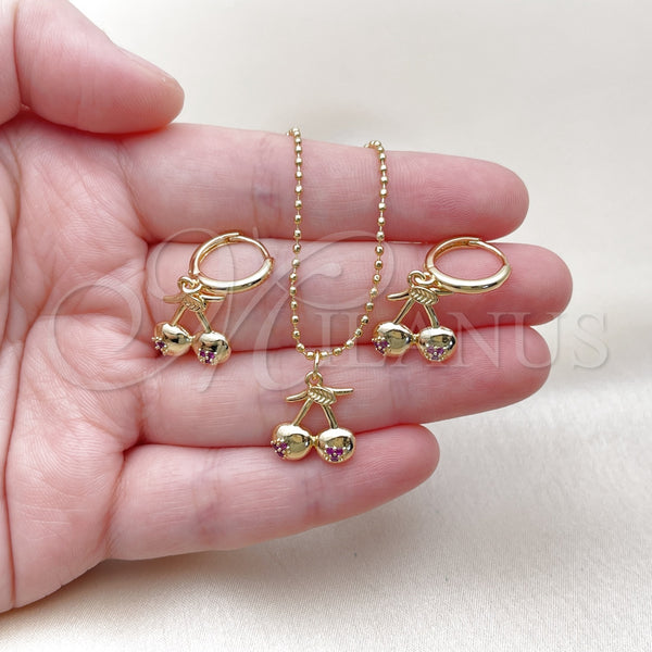 Gold Filled Ring — Earring and Pendant Adult Set Cherry Design with — alternate product view — SKU 160383 | Oro Laminado anillo — Earring and Pendant Adult Set Cherry diseño with — SKU 160383