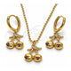 Oro Laminado Earring and Pendant Adult Set, Gold Filled Style Cherry Design, with Ruby Micro Pave, Polished, Golden Finish, 10.282.0006