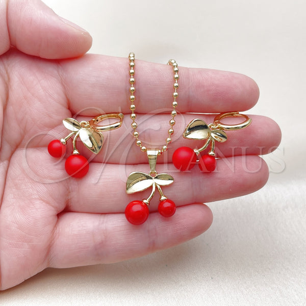 Gold Filled Ring — Earring and Pendant Adult Set Cherry Design with — alternate product view — SKU 160384 | Oro Laminado anillo — Earring and Pendant Adult Set Cherry diseño with — SKU 160384