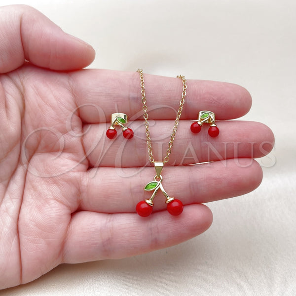 Gold Filled Ring — Earring and Pendant Adult Set Cherry Design with — alternate product view — SKU 160385 | Oro Laminado anillo — Earring and Pendant Adult Set Cherry diseño with — SKU 160385