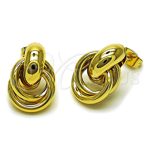 Oro Laminado Stud Earring, Gold Filled Style Hollow and Love Knot Design, Polished, Golden Finish, 02.282.0042