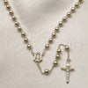 Oro Laminado Medium Rosary, Gold Filled Style Guadalupe and Crucifix Design, Polished, Golden Finish, 09.213.0012.24