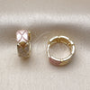Oro Laminado Huggie Hoop, Gold Filled Style Polished, Tricolor, 02.213.0820.14