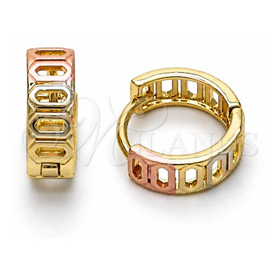 Oro Laminado Huggie Hoop, Gold Filled Style Polished, Tricolor, 02.213.0822.14