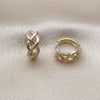 Oro Laminado Huggie Hoop, Gold Filled Style Twist Design, Polished, Tricolor, 02.213.0824.14