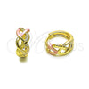 Oro Laminado Huggie Hoop, Gold Filled Style Twist Design, Polished, Tricolor, 02.213.0824.14