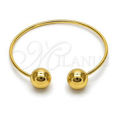Oro Laminado Individual Bangle, Gold Filled Style Ball Design, Polished, Golden Finish, 07.213.0017 (02 MM Thickness, One size fits all)