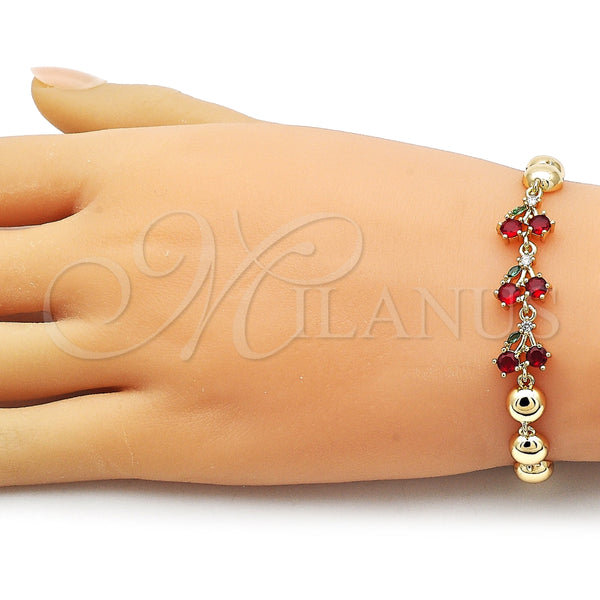Gold Filled Bracelet — Fancy Bracelet Cherry and Ball Design with Garnet — alternate product view — SKU 160408 | Oro Laminado brazalete — elegante Bracelet Cherry and Ball diseño with Garnet — SKU 160408