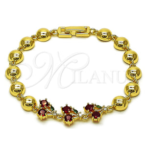 Gold Filled Bracelet — Fancy Bracelet Cherry and Ball Design with Garnet — main product view — SKU 160408 | Oro Laminado brazalete — elegante Bracelet Cherry and Ball diseño with Garnet — SKU 160408