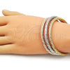 Oro Laminado Trio Bangle, Gold Filled Style Twist and Hollow Design, Polished, Tricolor, 07.170.0064 (Thickness, One size fits all)