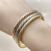 Oro Laminado Trio Bangle, Gold Filled Style Twist and Hollow Design, Polished, Tricolor, 07.170.0064 (Thickness, One size fits all)