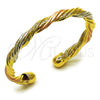 Oro Laminado Individual Bangle, Gold Filled Style and Hollow Polished, Tricolor, 07.170.0065
