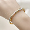 Oro Laminado Individual Bangle, Gold Filled Style Twist and Hollow Design, Polished, Tricolor, 07.170.0065 (Thickness, One size fits all)