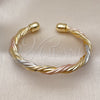 Oro Laminado Individual Bangle, Gold Filled Style Twist and Hollow Design, Polished, Tricolor, 07.170.0065 (Thickness, One size fits all)