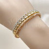 Oro Laminado Individual Bangle, Gold Filled Style Twist and Ball Design, Polished, Tricolor, 07.170.0068 (12 MM Thickness, One size fits all)