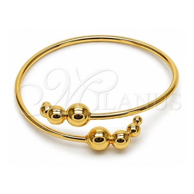 Oro Laminado Individual Bangle, Gold Filled Style Ball Design, Polished, Golden Finish, 07.170.0072 (Thickness, One size fits all)