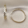 Oro Laminado Medium Hoop, Gold Filled Style Heart Design, Diamond Cutting Finish, Golden Finish, 02.170.0516.40