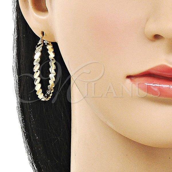 Gold Filled Hoop Earrings — Medium Hoop Diamond Cutting 02. — alternate product view — SKU 160425 | Oro Laminado aretes de aro — Medium Hoop Diamond Cutting 02. — SKU 160425