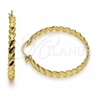 Oro Laminado Medium Hoop, Gold Filled Style Diamond Cutting Finish, Golden Finish, 02.170.0517.40