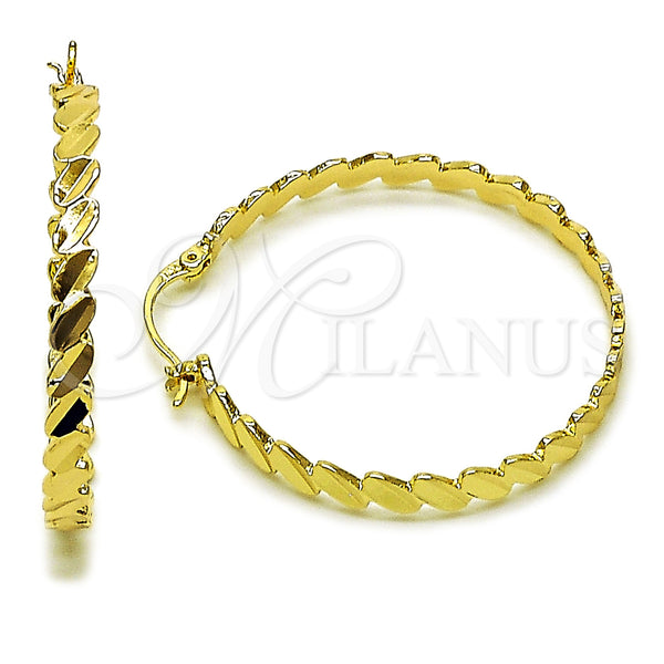 Gold Filled Hoop Earrings — Medium Hoop Diamond Cutting 02. — main product view — SKU 160425 | Oro Laminado aretes de aro — Medium Hoop Diamond Cutting 02. — SKU 160425
