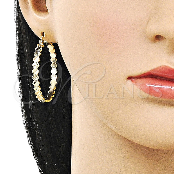 Gold Filled Hoop Earrings — Medium Hoop Diamond Cutting 02. — alternate product view — SKU 160426 | Oro Laminado aretes de aro — Medium Hoop Diamond Cutting 02. — SKU 160426
