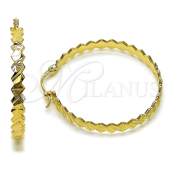 Gold Filled Hoop Earrings — Medium Hoop Diamond Cutting 02. — main product view — SKU 160426 | Oro Laminado aretes de aro — Medium Hoop Diamond Cutting 02. — SKU 160426