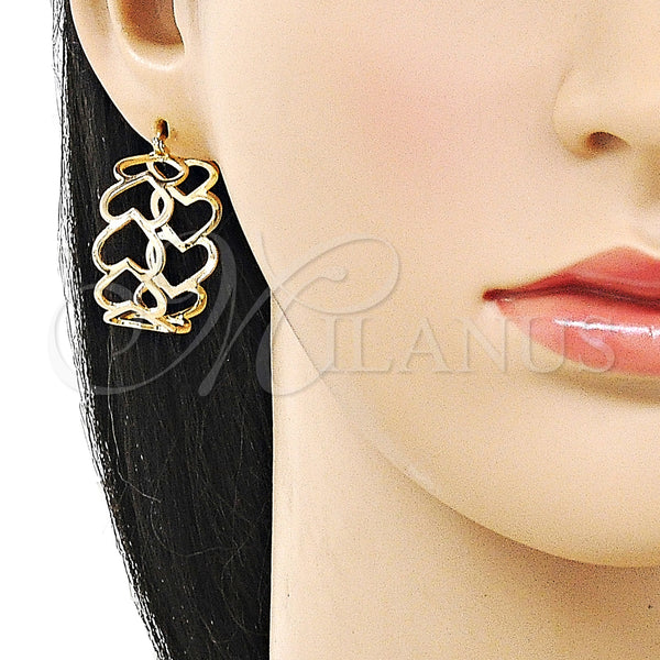 Gold Filled Hoop Earrings — Medium Hoop Heart Design Polished 02. — alternate product view — SKU 160427 | Oro Laminado aretes de aro — Medium Hoop corazón diseño pulido 02. — SKU 160427