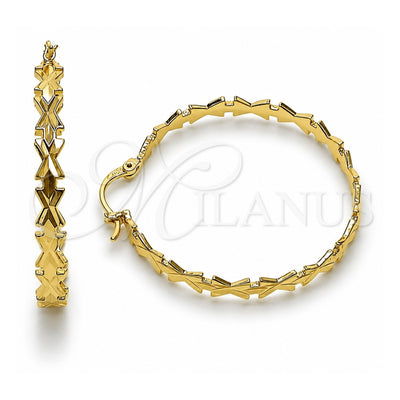 Oro Laminado Medium Hoop, Gold Filled Style Diamond Cutting Finish, Golden Finish, 02.170.0520.40
