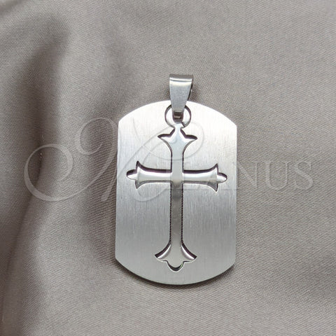 Stainless Steel Religious Pendant, Cross Design, Polished, Steel Finish, 05.63.1180