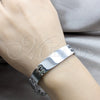 Stainless Steel Solid Bracelet, Polished, Steel Finish, 03.63.22911.08 (12 MM Thickness, 8 Inches Length)