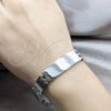 Stainless Steel Solid Bracelet, Polished, Steel Finish, 03.63.22911.08 (12 MM Thickness, 8 Inches Length)