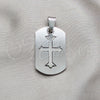 Stainless Steel Religious Pendant, Cross Design, Polished, Steel Finish, 05.63.1183