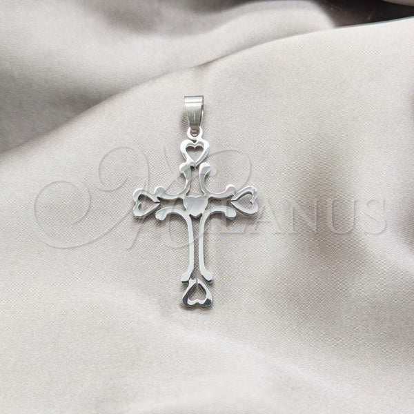 Stainless Steel Fancy Pendant, Cross Design, Polished, Steel Finish, 05.63.1184
