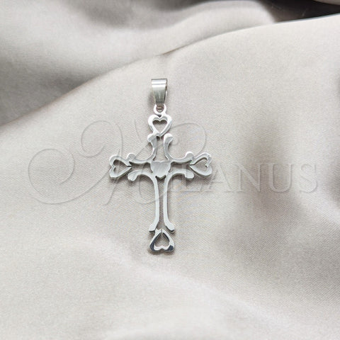 Stainless Steel Fancy Pendant, Cross Design, Polished, Steel Finish, 05.63.1184