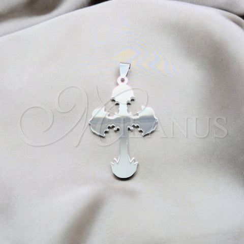 Stainless Steel Fancy Pendant, Cross Design, Polished, Steel Finish, 05.63.1188
