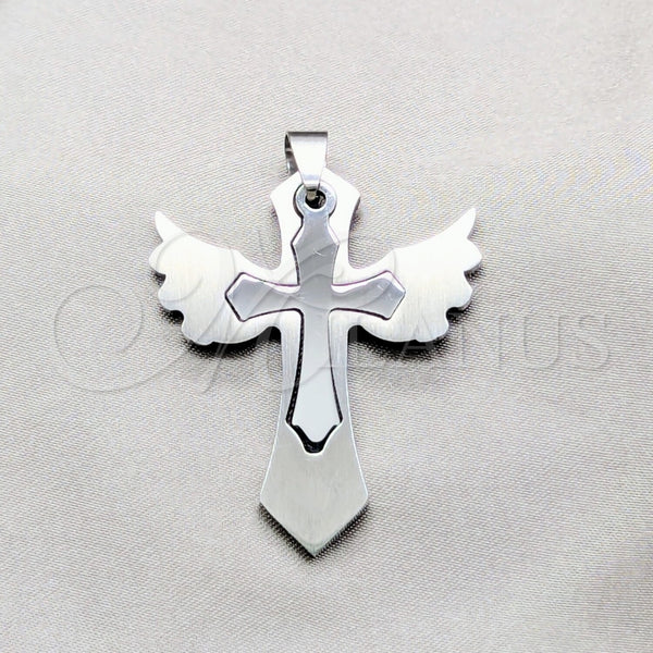 Stainless Steel Fancy Pendant, Cross Design, Polished, Steel Finish, 05.63.1190