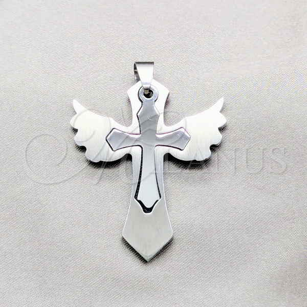 Stainless Steel Religious Pendant, Cross Design, Polished, Steel Finish, 05.63.1190