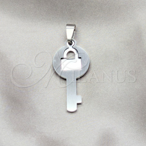 Stainless Steel Fancy Pendant, key Design, Polished, Steel Finish, 05.63.1191