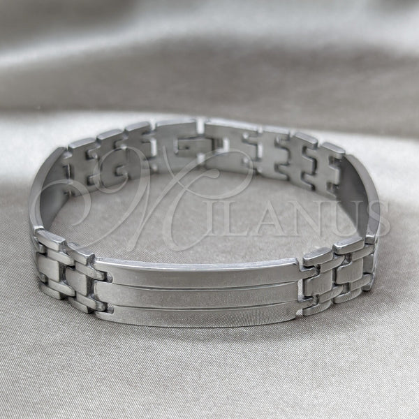 Stainless Steel Solid Bracelet, Polished, Steel Finish, 03.63.22935.08 (11 MM Thickness, 8 Inches Length)