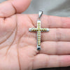 Stainless Steel Religious Pendant, Cross Design, with White Crystal, Polished, Steel Finish, 05.63.1209